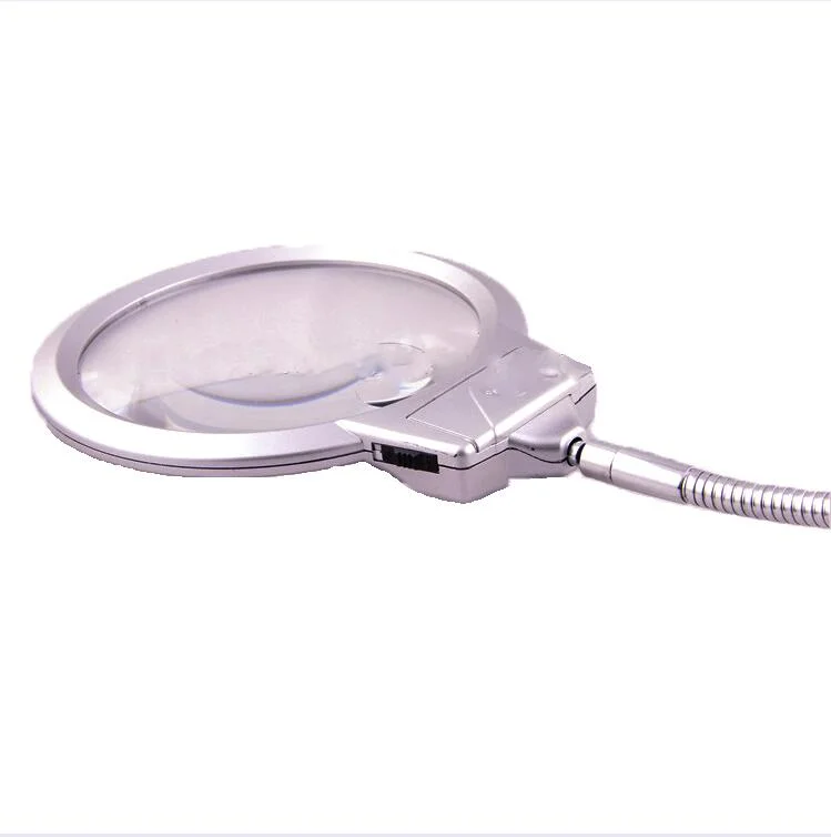 Metal Hose Desktop Bench LED Magnifier Illuminated Magnifying Glass