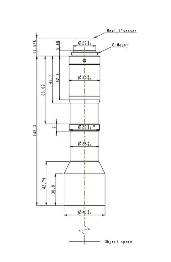 Extra Low Magnification Wd=110mm 1.5X 1.1&quot; Dual Industrial Inspection Telecentric Lens