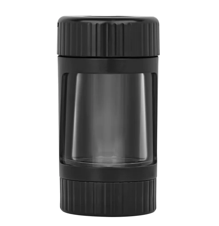 LED Tobacco Can with Cigarette Mill Magnifying Glass Jar 8X Plastic Jar with Magnifying Glass