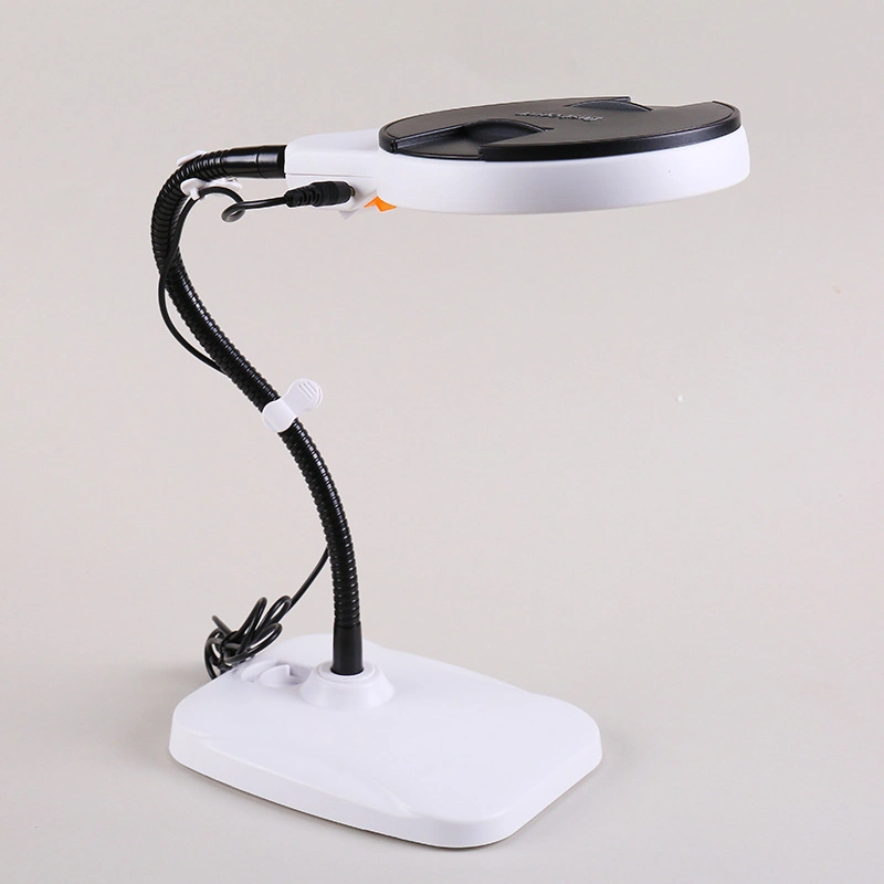 Goose Neck Table Magnifying Glass with Cold and Warm Light Adjustable Magnifier