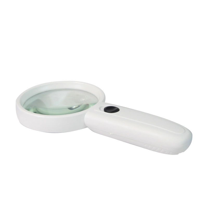 Best Selling White Plastic Handheld Pocket LED Magnifier Jewelry Magnifying Glass Loupe