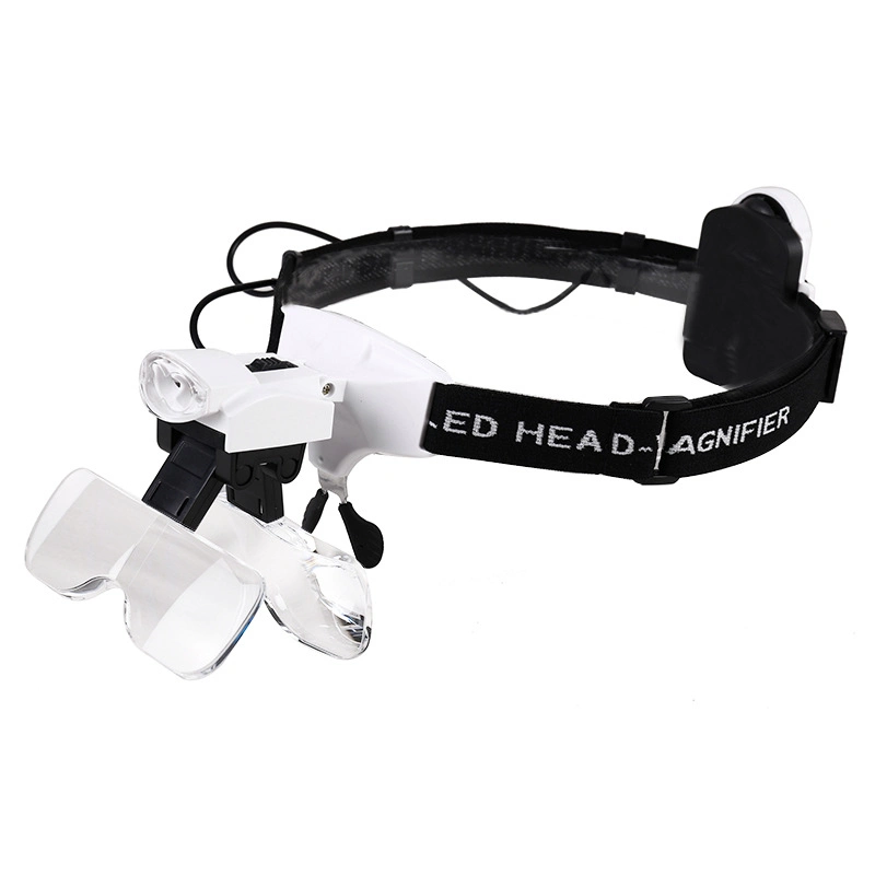 Factory New Hands Free Head Mount 2LED Head Wearing Eyeglass Magnifer for Close Work, Jewelry, Watch Repair, Arts, Craft, Reading