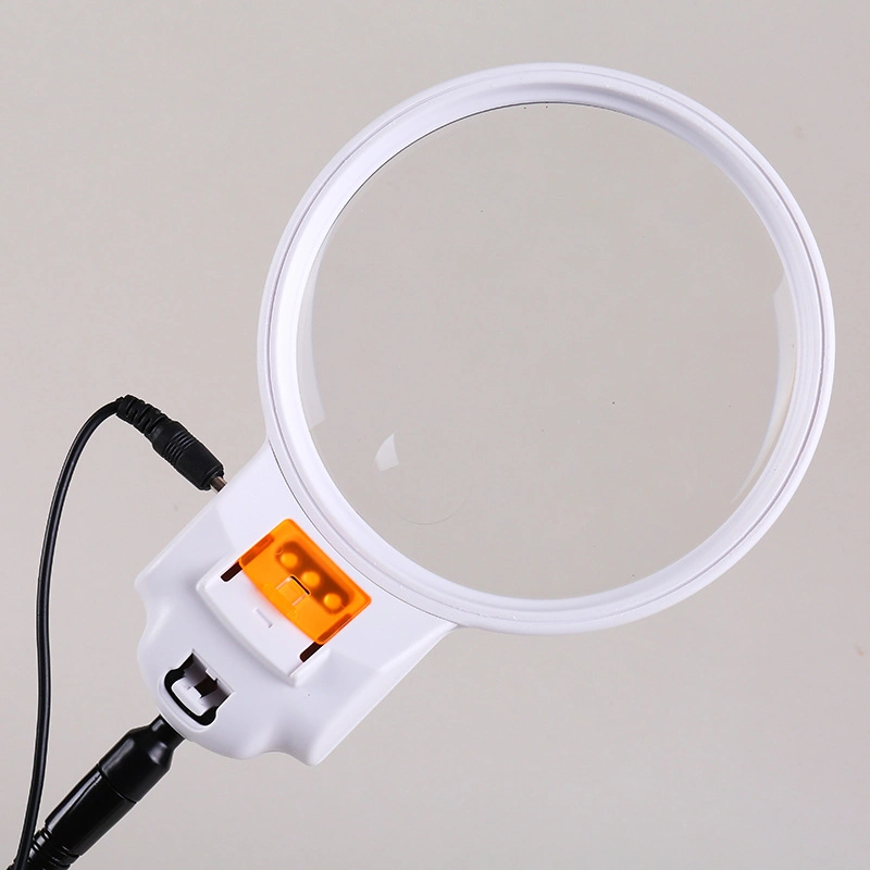 2.5X 6X Big Lens LED Table Magnifier Desktop Magnifying Glass with USB Cable