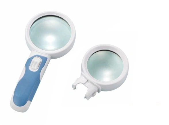 Interchangeable 2.5X/5X Handheld Magnifier 2 LED Magnifying Glass (BM-BG2008)