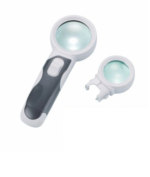 Interchangeable 10X/16X Handheld Magnifier 2 LED Magnifying Glass (BM-BG2018)