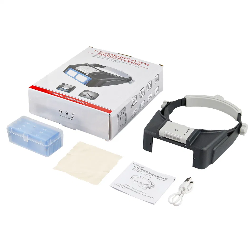 New Rechargeable Headband Magnifier with LED Light Head Magnifying Glass with Light