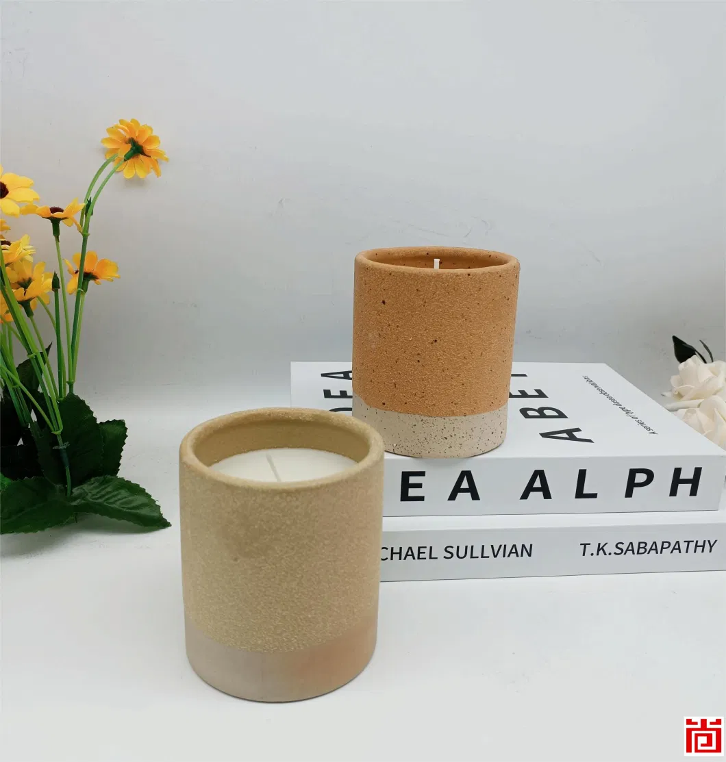 Cylinder Shape Two Color Gradient Ceramic Candle Holder