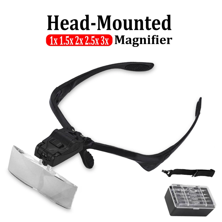 9892b2 Headband Magnifying Glass with LED Lamp Magnifier for Beekeeping