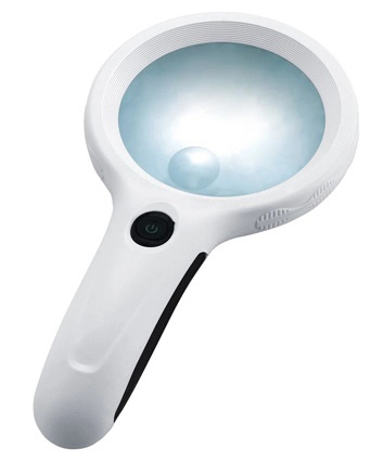 Plastic Handheld Large Magnifying Glass with LED UV Light (BM-MG4137)