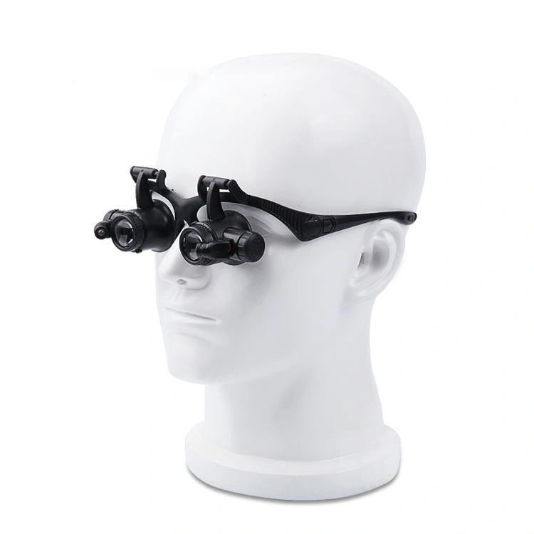 Headband 10X 15X 20X 25X Multi-Power Double LED Lights Magnifier Eye Glasses