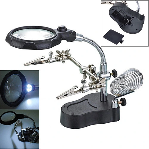 3rd Helping Hand Clip LED Magnifying Soldering Iron Stand Len Magnifier