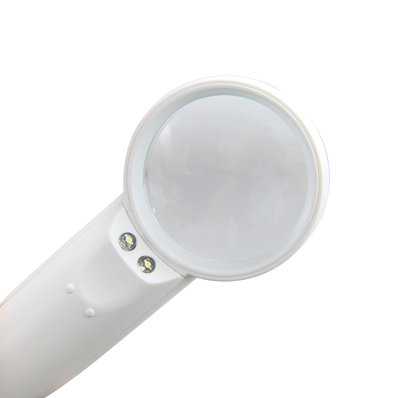 Hot Selling White Plastic Handheld Pocket LED Magnifier Jewelry Magnifying Glass Loupe