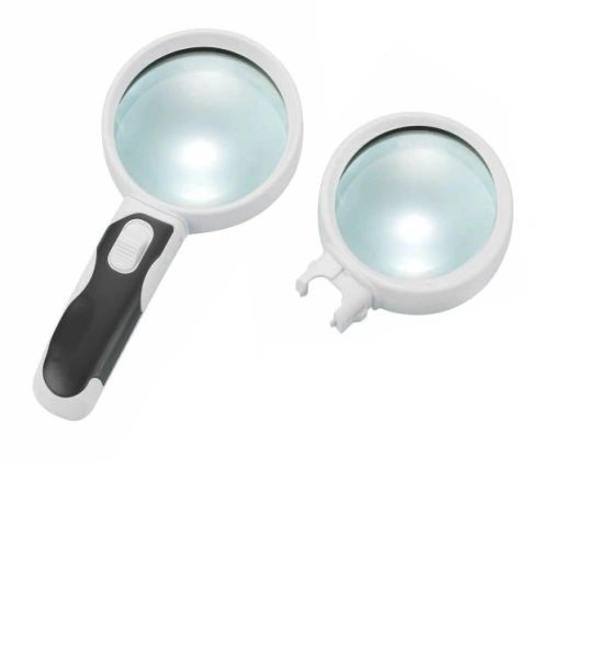 Interchangeable 2.5X/5X Handheld Magnifier 2 LED Magnifying Glass (BM-BG2008)