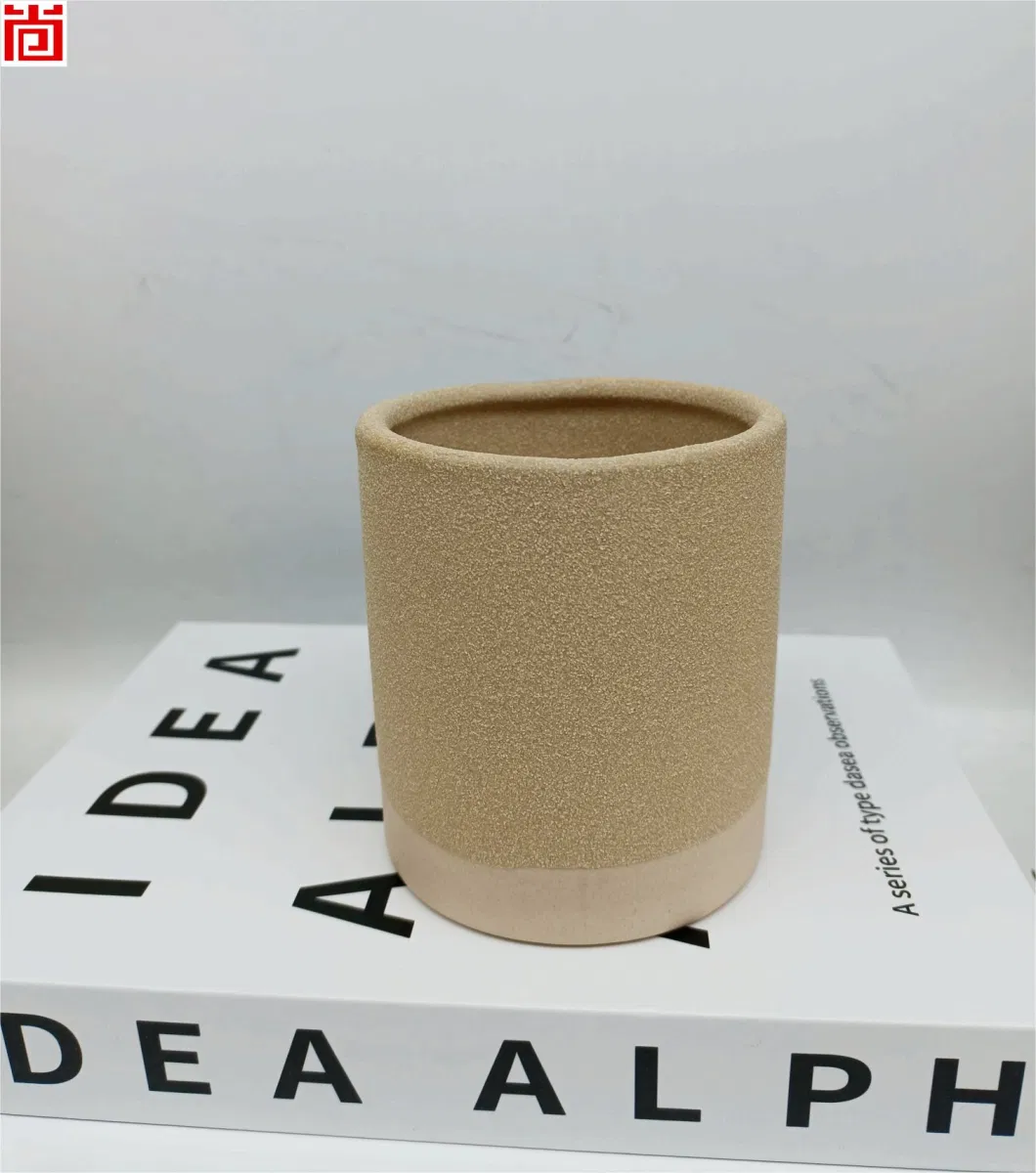 Cylinder Shape Two Color Gradient Ceramic Candle Holder