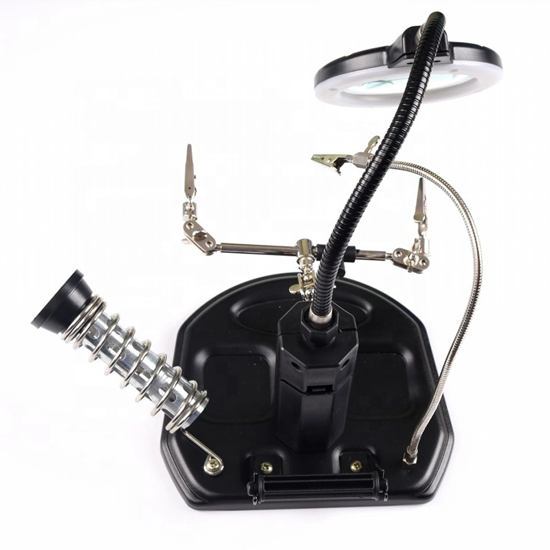 3X 6X LED Light Helping Hand Magnifier Auxiliary Soldering Repair Tool Clamp Alligator Clip Stand for Welding Tools
