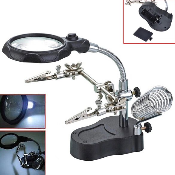 3rd Helping Hand Clip LED Magnifying Soldering Iron Stand Len Magnifier