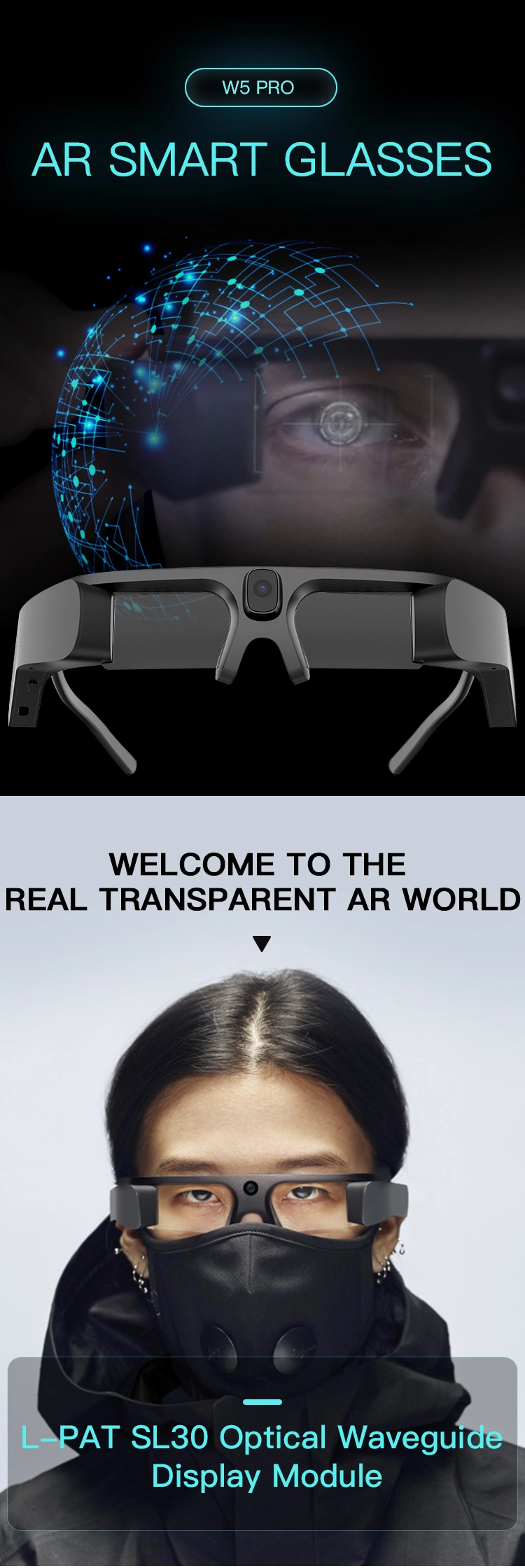 High Quality Affordable Smart Industry Augmented Reality Ar &amp; Ai Glasses with Camera