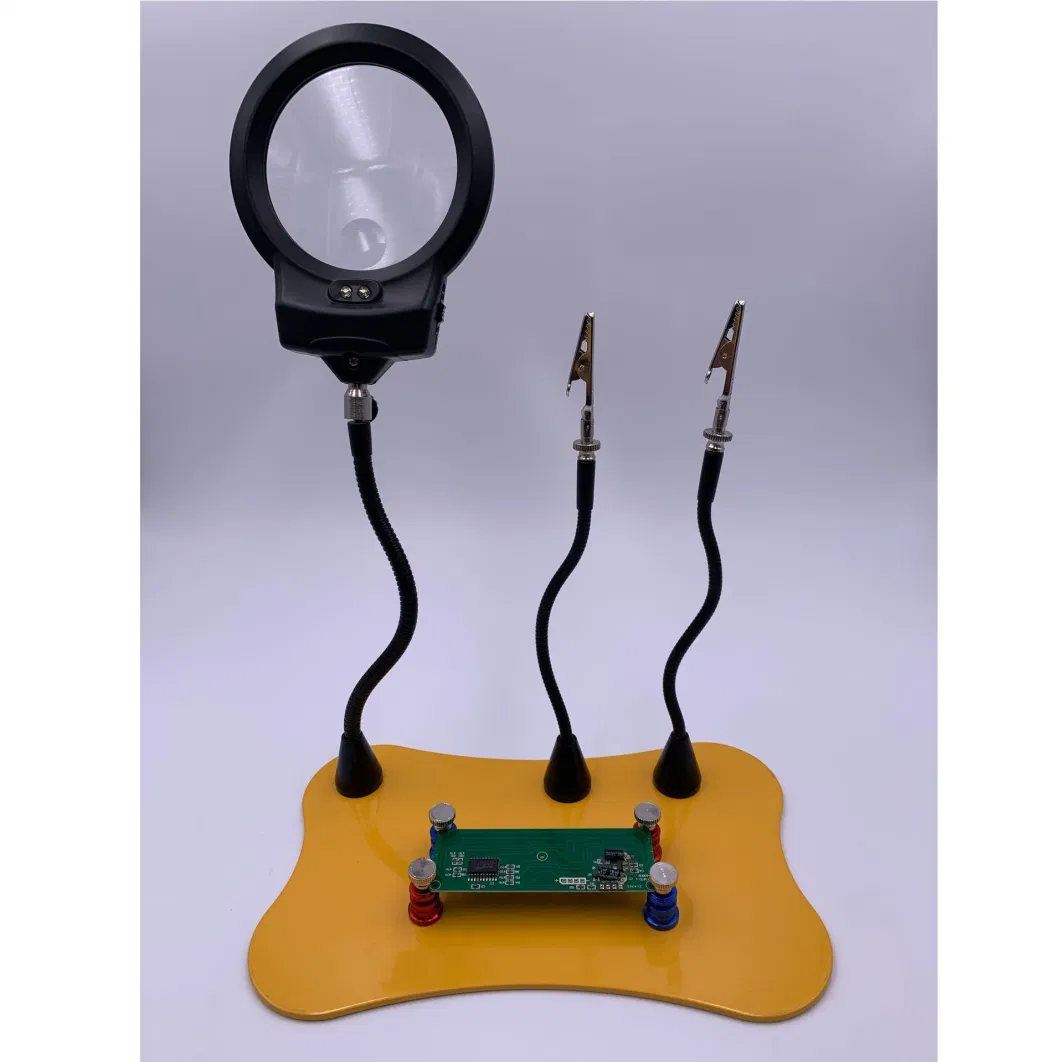 Factory PCB Magnet Platform with Magnifier with LED Light for Welding Auxiliary Helping Hand Magnifying Glass