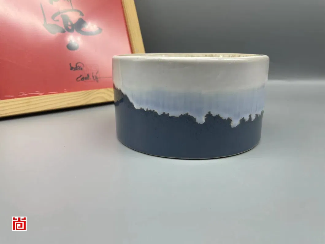 Large Ceramic Votive Candle Holders with Blue and White