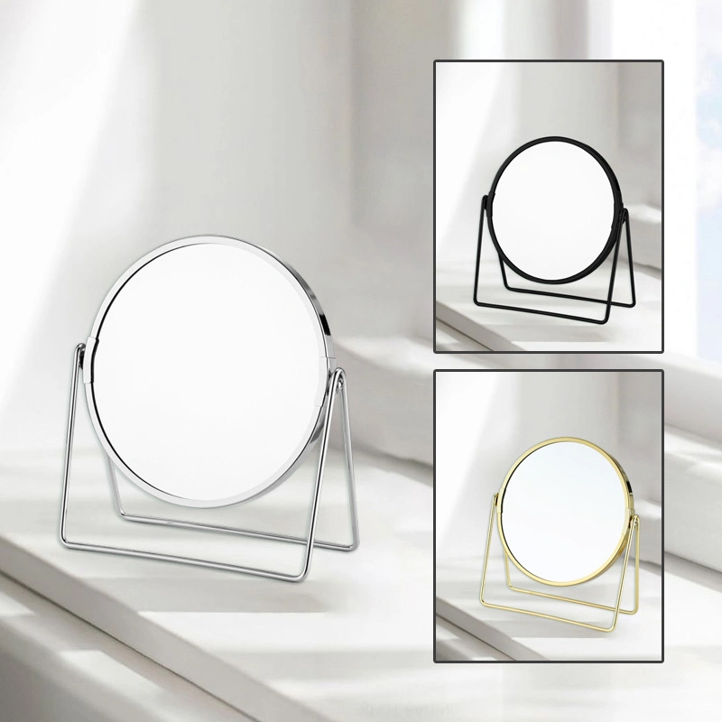 Household Stainless Steel Stand Makeup Magnifying Table Mirror Plastic Surface Galvanization Mirror Bathroom Mirror Cosmetic Mirror