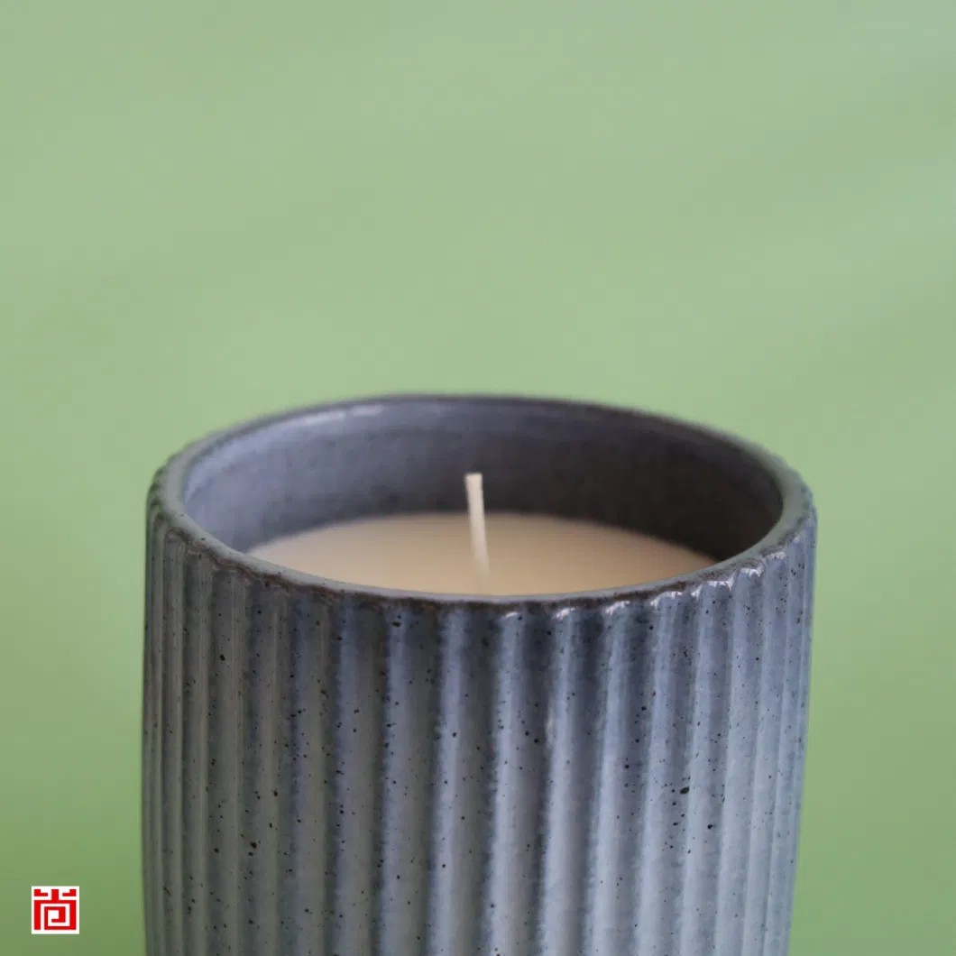 The Festival Celebrates The Deep Blue Striped Ceramic Candle Holders