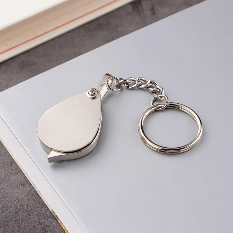 Portable All Metal Movable Handle 30mm Foldable Pocket Magnifying Glass with Keychain