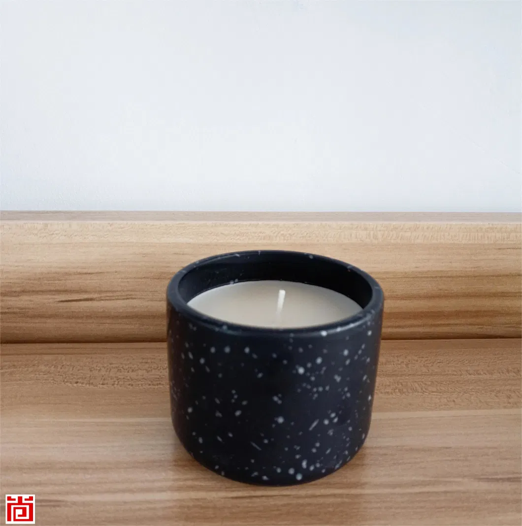 Fabulance Black Ceramic Candle Holder in White DOT
