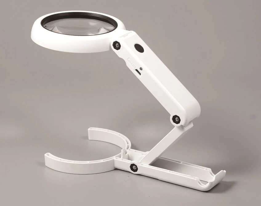 Rechargeable 8LED Hand-Held Magnifier Desktop Foldable Magnifying Glass 5X 11X