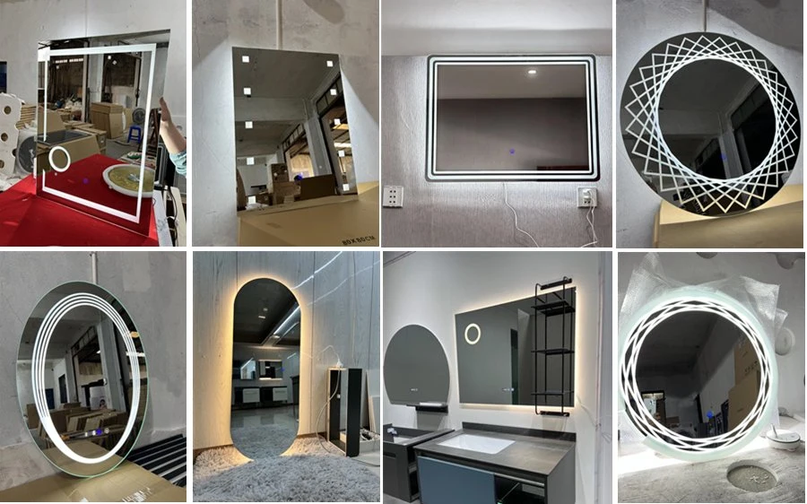 Irregular Rectangle Mirrors Illuminated Aluminium Mirror Bathroom LED Mirror