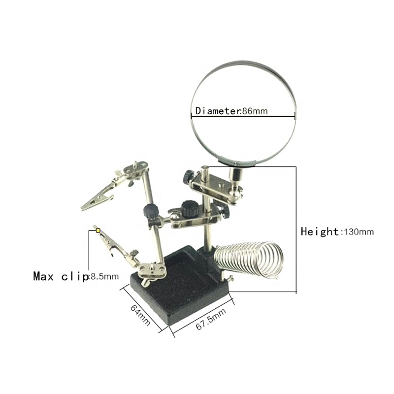 Magnifying Glass Third Hand Soldering Iron Stand Helping Clamp Vise Clip Tool