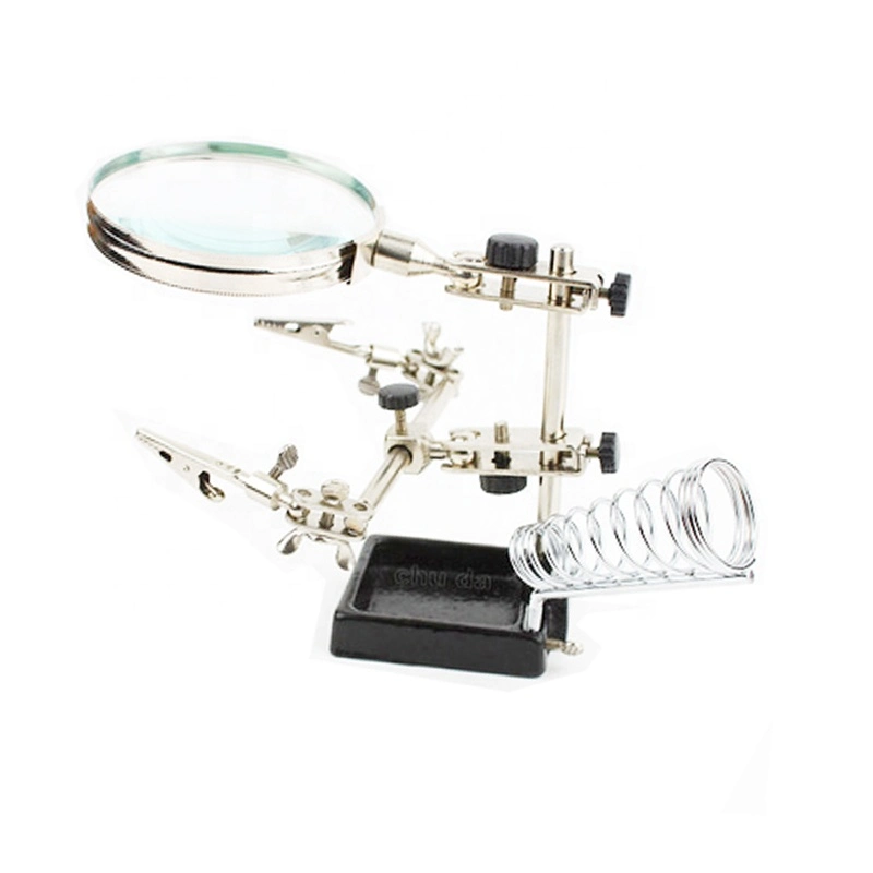 90mm High Quality Multifunction Helping Repair Magnifier Clip 4X Magnifying Glass with Stand