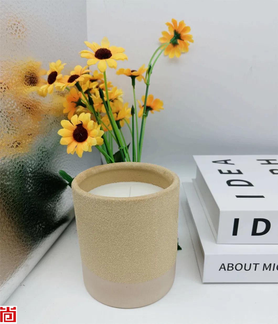 Cylinder Shape Two Color Gradient Ceramic Candle Holder