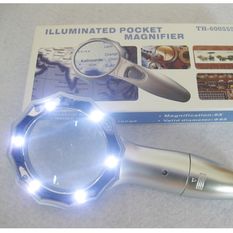 Bifocal Double Lens Handheld Illuminated Magnifier Umbrella-Type Multifunction Magnifying Glass Loupe LED Lights