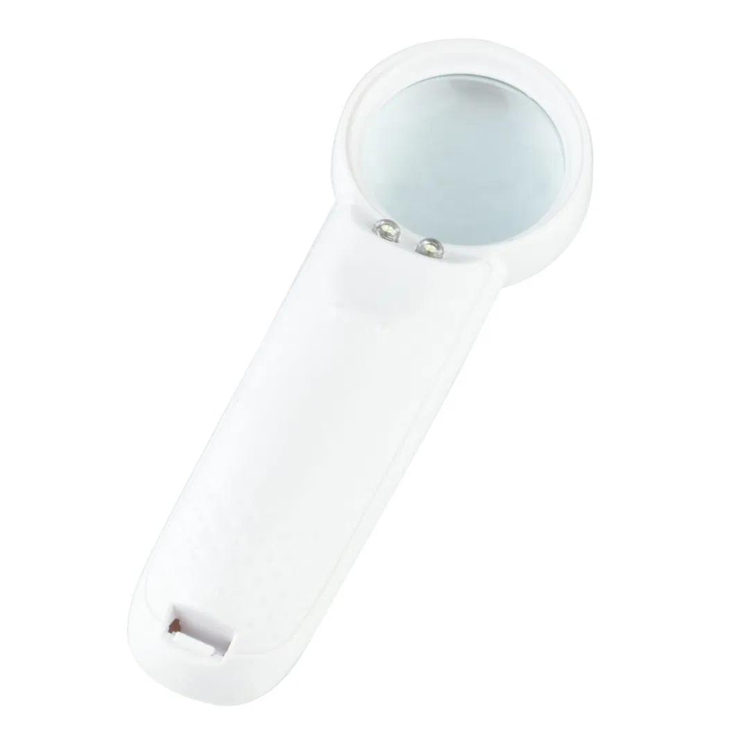 High Quality White Plastic Handheld Pocket LED Magnifier Jewelry Magnifying Glass Loupe