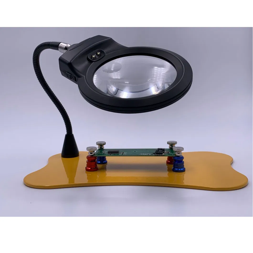 Factory PCB Magnet Platform with Magnifier with LED Light for Welding Auxiliary Helping Hand Magnifying Glass