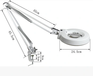 3X/5X/8X/10X/15X/20X Desk Clip-on Magnifying Glass Lamp Magnifier