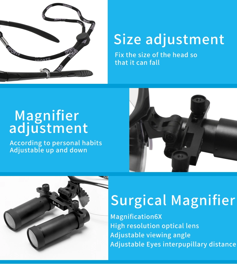 Magnifying Metal Loupe 6X Dental Loupes Prismatic Flip-up Surgical Loupes