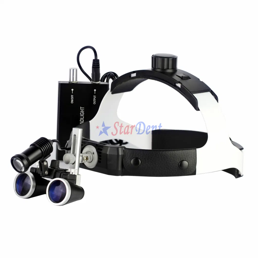 Dental Loupe 2.5X/3.5X Medical Operation Binocular Loupe with LED Headlight Rechargeable Lithium Battery Magnifying Glasses with Lamp