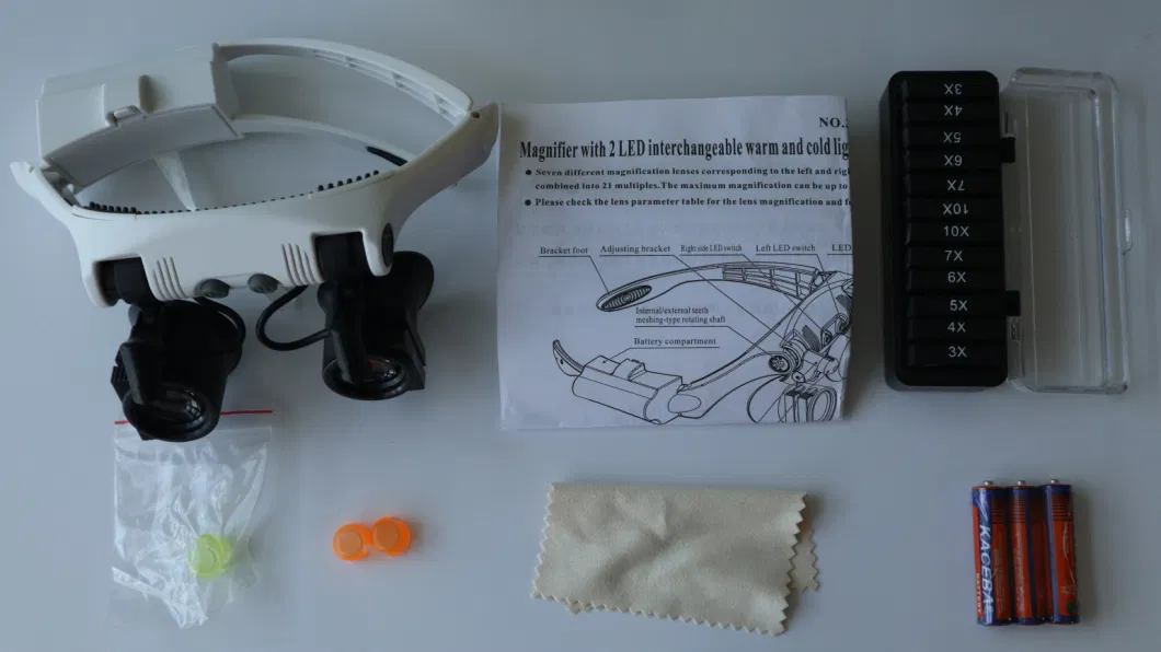 Magnifier with 2 LED Interchangeable Warm and Cold Light Lampsahde