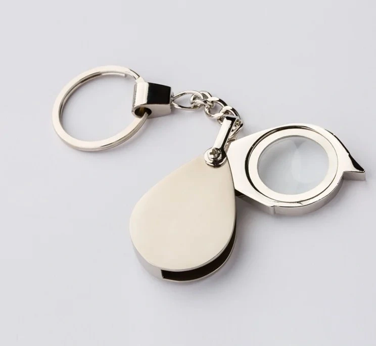 Portable All Metal Movable Handle 30mm Foldable Pocket Magnifying Glass with Keychain