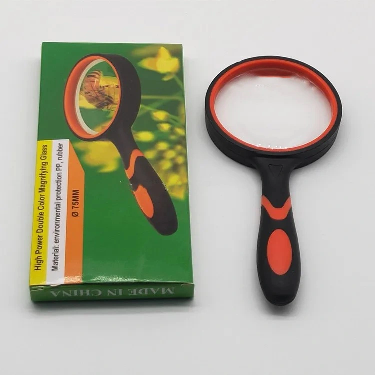 Dual Color Handheld Magnifying Glass, Rubber Handle, Portable Magnifying Glass