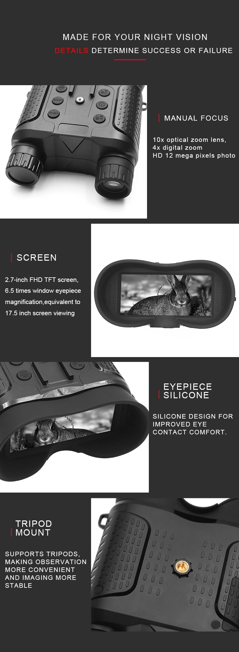 High Cost Performance IR Illuminator Built in Day &amp; Night Vision Telescope Digital Binocular