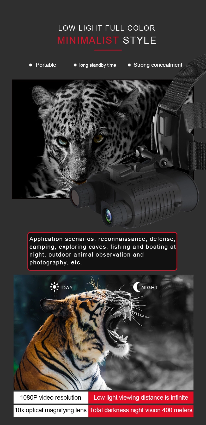 High Cost Performance IR Illuminator Built in Day &amp; Night Vision Telescope Digital Binocular