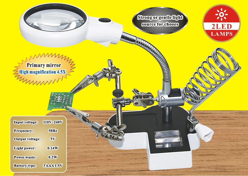 Auxiliary Clamp Magnifier with Switchable Cold and Warm LED Light