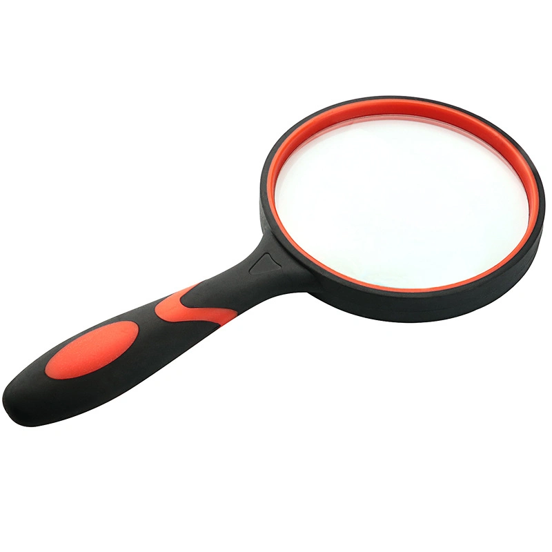 Dual Color Handheld Magnifying Glass, Rubber Handle, Portable Magnifying Glass