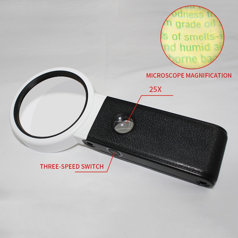 New Handheld Magnifier AC/DC Interchangeable with Multifunction LED Magnifying Glass 3.5X-25X