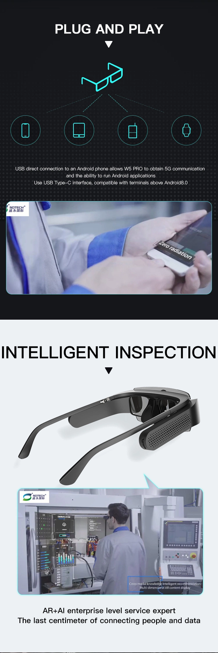 High Quality Affordable Smart Industry Augmented Reality Ar &amp; Ai Glasses with Camera