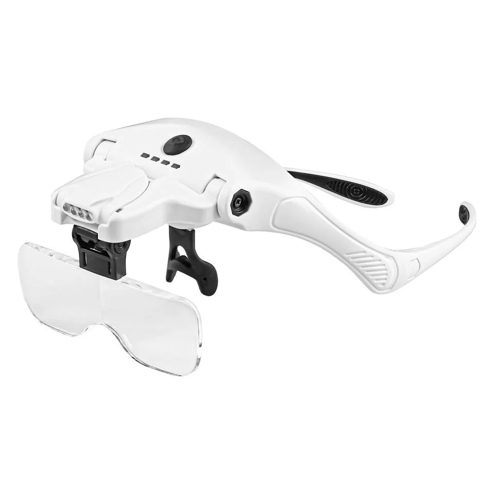 New Arrived Rechargeable 4LED Eyeglass Bracket Magnifier Head Wear Magnifying Glass