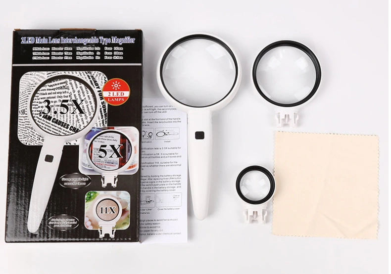2 LED Main Lens Interchangeable Magnifier