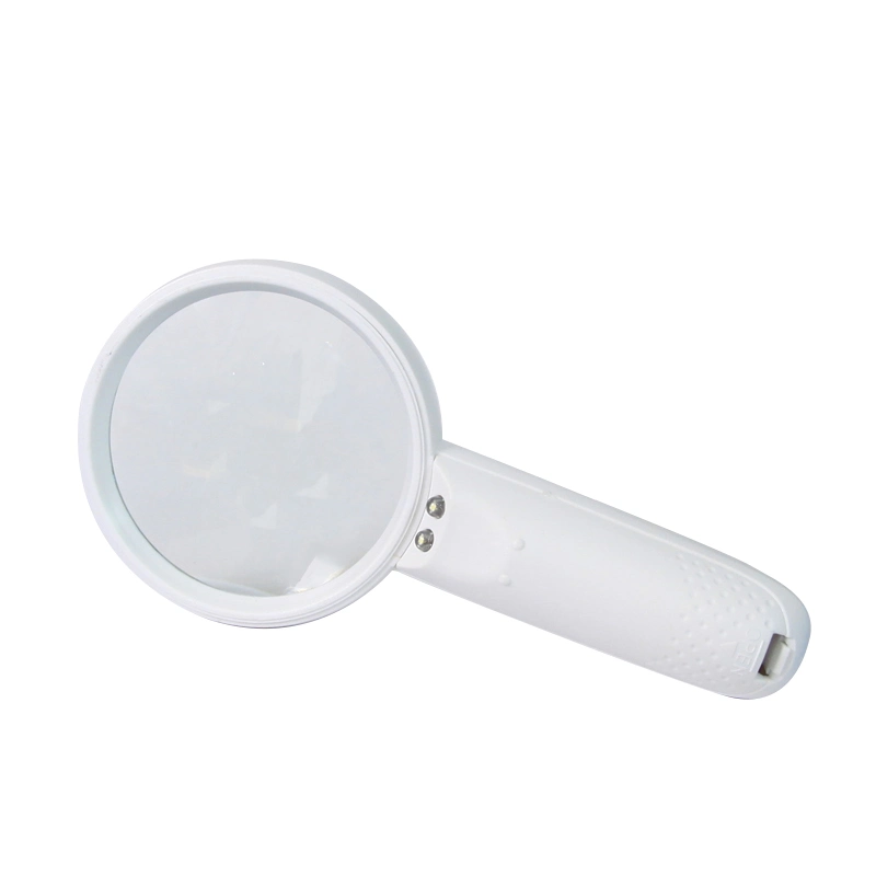 Best Selling White Plastic Handheld Pocket LED Magnifier Jewelry Magnifying Glass Loupe